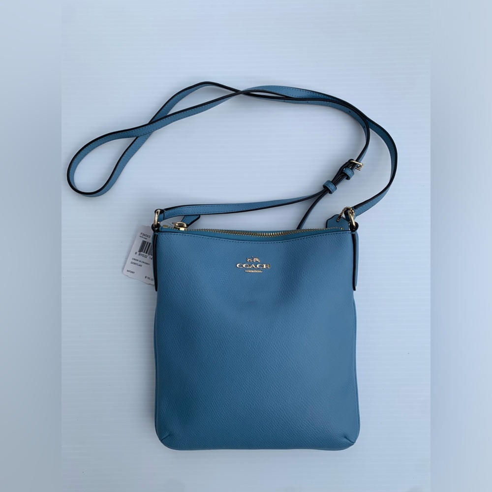 Coach Bluejay Crossgrain Leather North South Crossbody Bag NWT MSRP $195